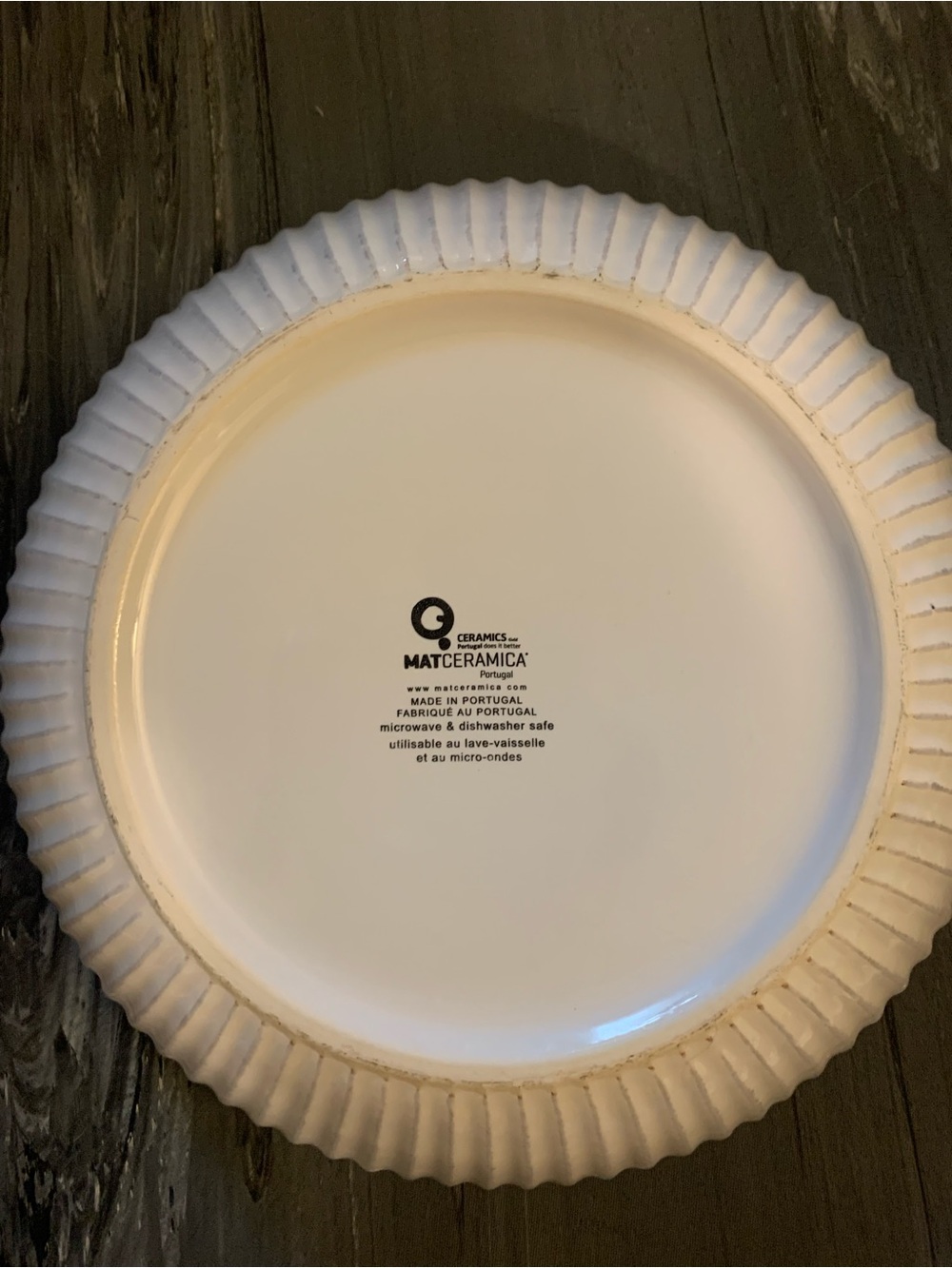 MatCeramica Made in Portugal White Serving Bowl with Ribbed Outer Edge